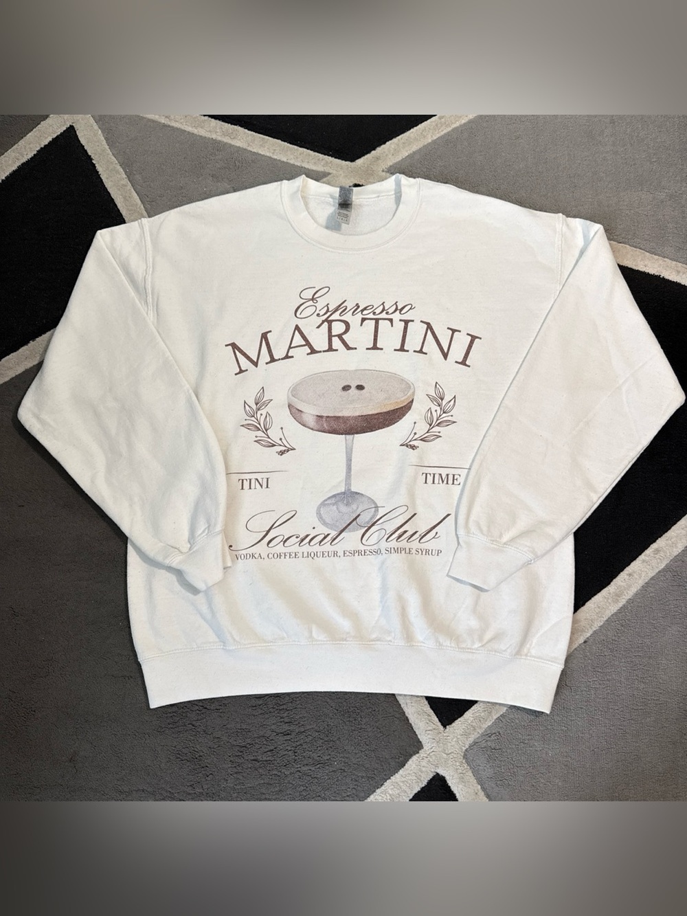 Espresso Martini white crewneck sweatshirt